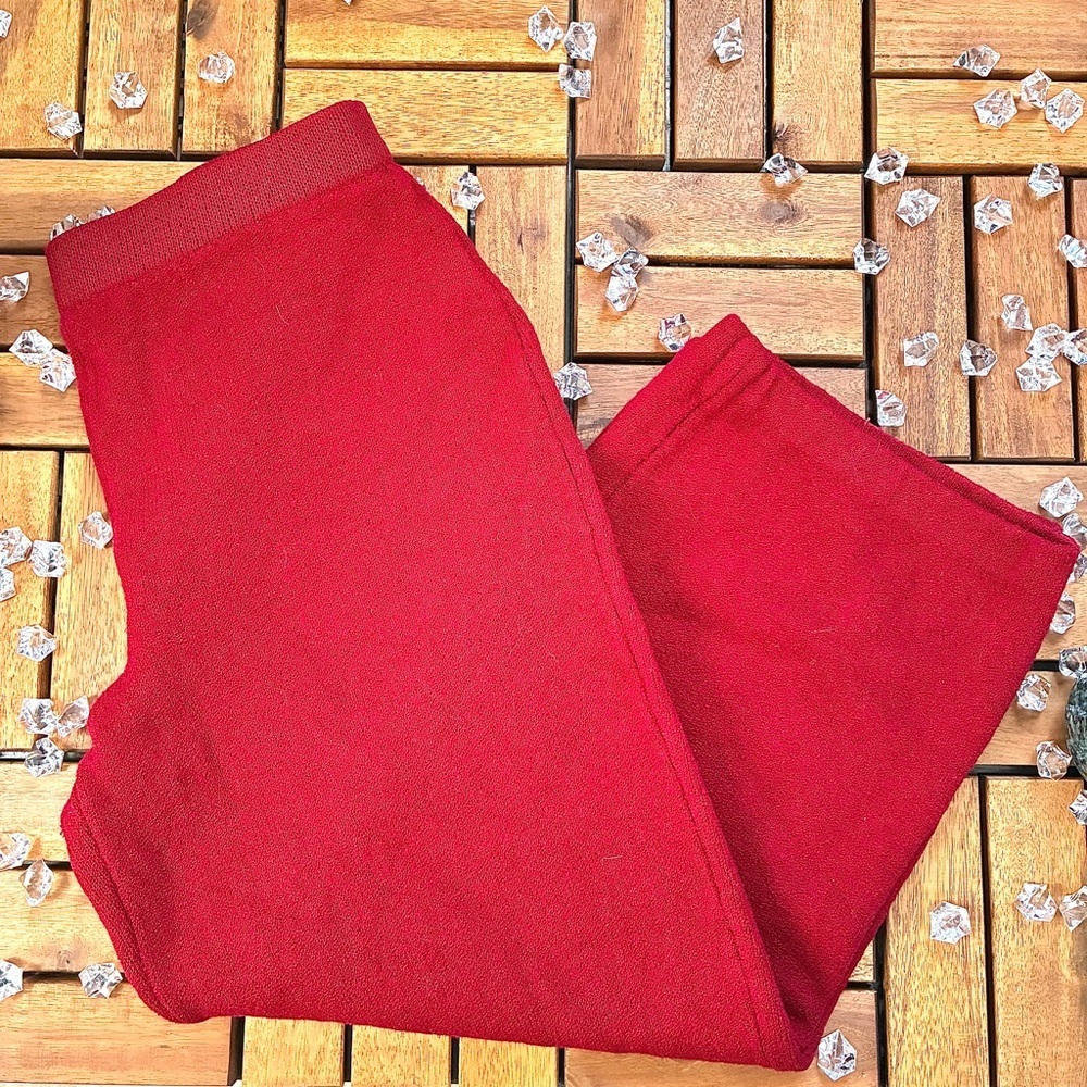St John Collection By Marie Red Santana Knit Crop Hi Rise Pants - Picture 2 of 10